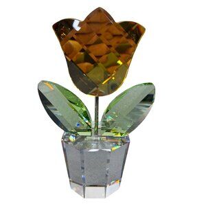 Swarovski Crystal Extra Large YELLOW TULIP Figurine 662519 Happy Flower RARE